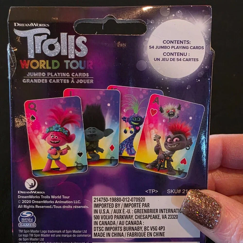 NIB Trolls World Tour Jumbo Playing Cards - 2020 DreamWorks Animation - Colorful